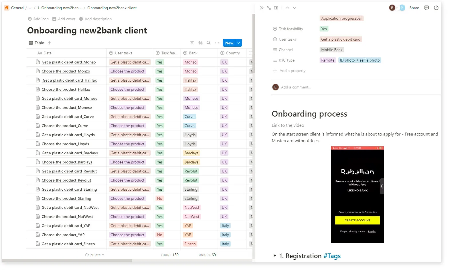 Onboarding new2bank client