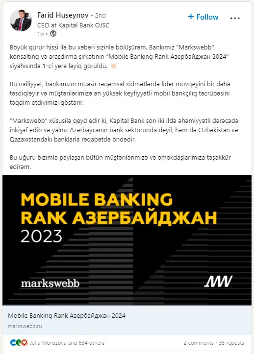 The results of Markswebb's studies receive likes on LinkedIn