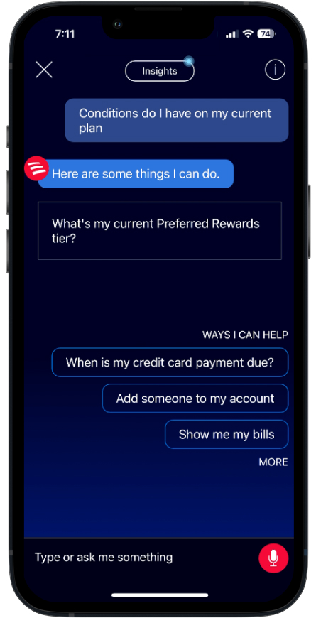 Bank of America banking chatbot